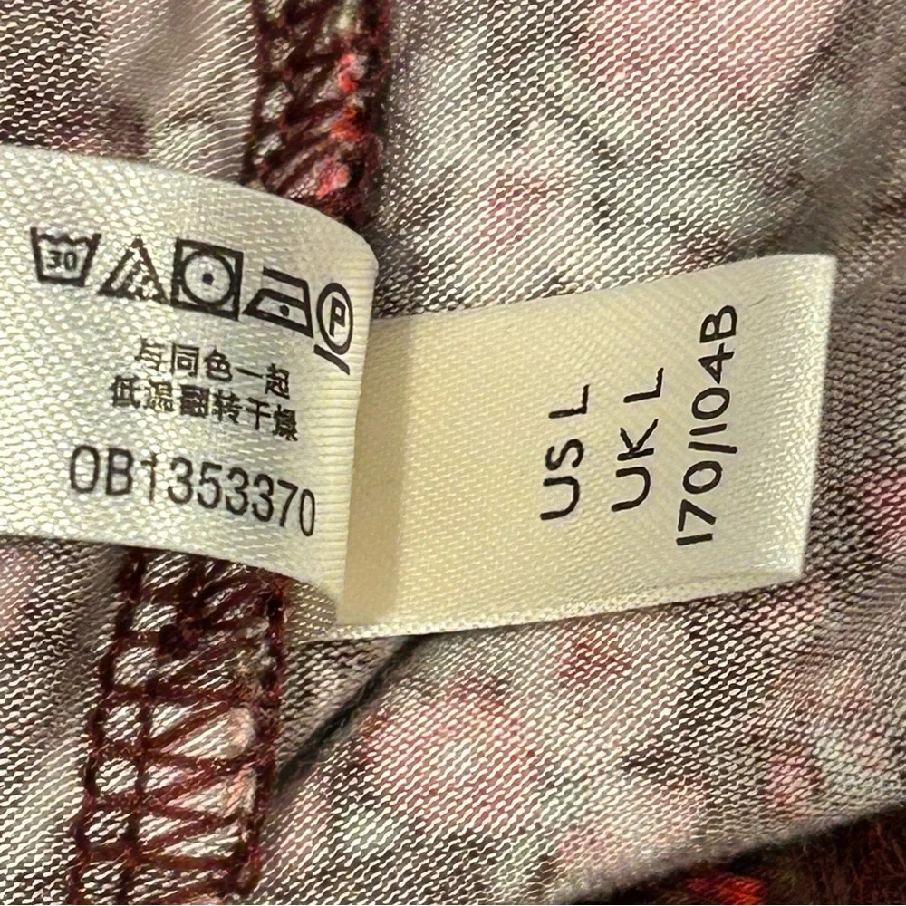 Free People Kaya Printed Keyhole Bodysuit red floral, Boho, Cottagecore, Sz Lg
